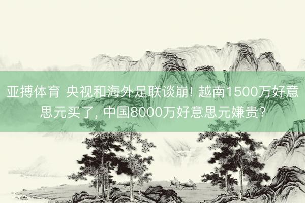 亚搏体育 央视和海外足联谈崩! 越南1500万好意思元买了， 中国8000万好意思元嫌贵?