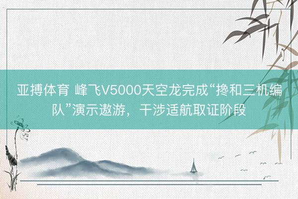 亚搏体育 峰飞V5000天空龙完成“搀和三机编队”演示遨游，干涉适航取证阶段
