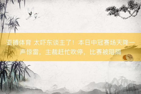 亚搏体育 太吓东谈主了!本日中冠赛场天降一声惊雷,主裁赶忙吹停,比赛被阻隔