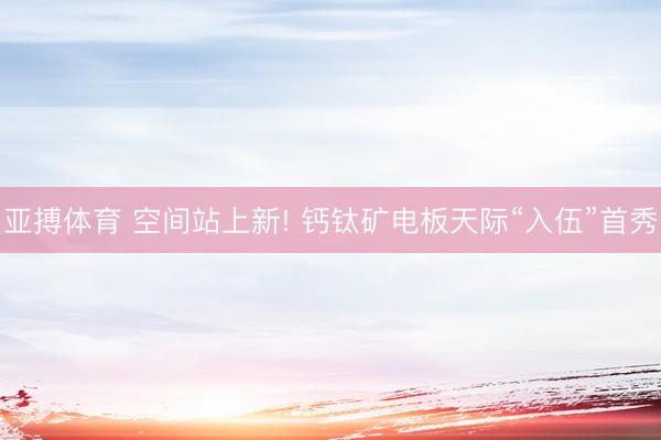 亚搏体育 空间站上新! 钙钛矿电板天际“入伍”首秀