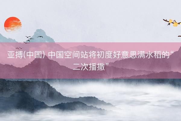 亚搏(中国) 中国空间站将初度好意思满水稻的“二次播撒”