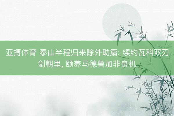 亚搏体育 泰山半程归来除外助篇: 续约瓦科双刃剑朝里， 颐养马德鲁加非良机