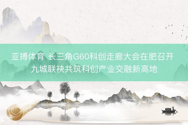 亚搏体育 长三角G60科创走廊大会在肥召开 九城联袂共筑科创产业交融新高地
