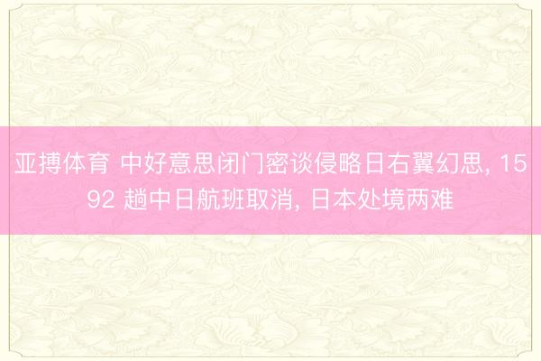 亚搏体育 中好意思闭门密谈侵略日右翼幻思, 1592 趟中日航班取消, 日本处境两难
