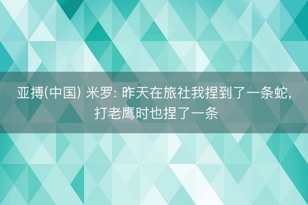 亚搏(中国) 米罗: 昨天在旅社我捏到了一条蛇， 打老鹰时也捏了一条