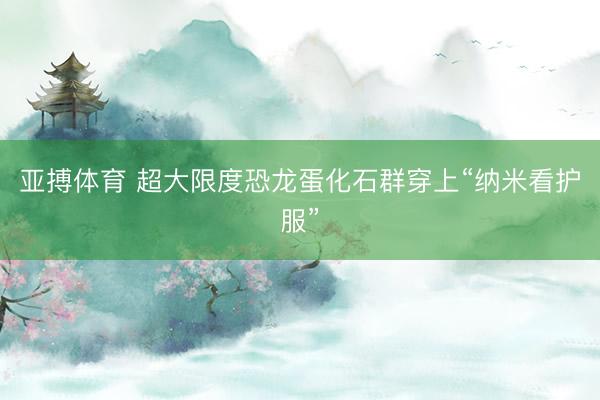 亚搏体育 超大限度恐龙蛋化石群穿上“纳米看护服”