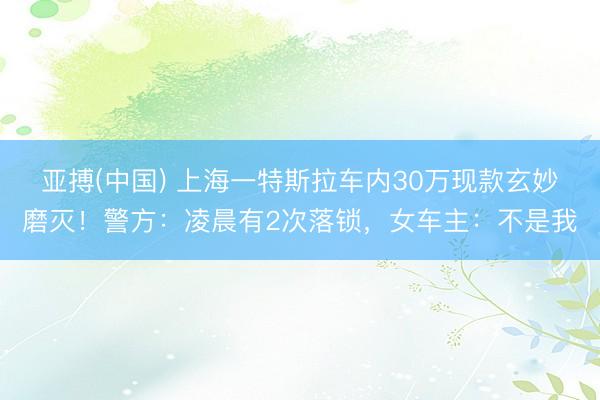 亚搏(中国) 上海一特斯拉车内30万现款玄妙磨灭！警方：凌晨有2次落锁，女车主：不是我