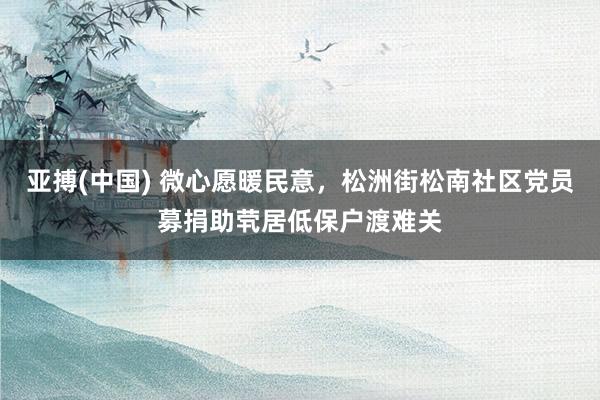 亚搏(中国) 微心愿暖民意，松洲街松南社区党员募捐助茕居低保户渡难关
