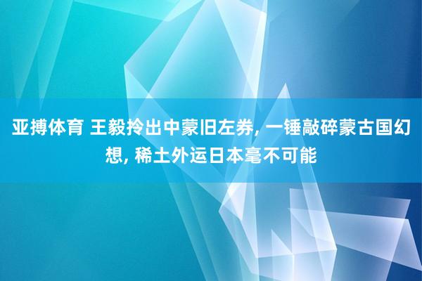 亚搏体育 王毅拎出中蒙旧左券， 一锤敲碎蒙古国幻想， 稀土外运日本毫不可能