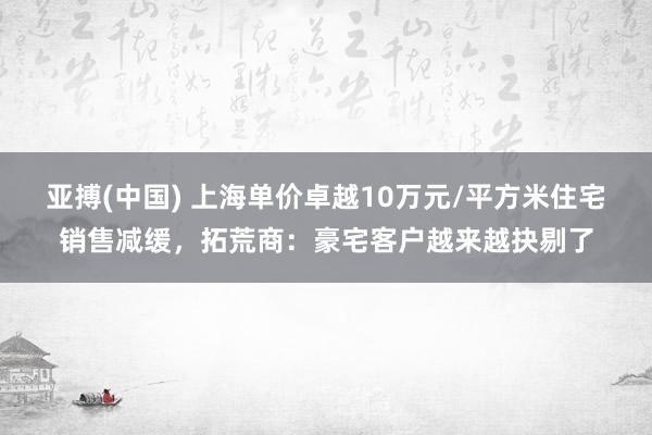亚搏(中国) 上海单价卓越10万元/平方米住宅销售减缓,拓荒商:豪宅客户越来越抉剔了